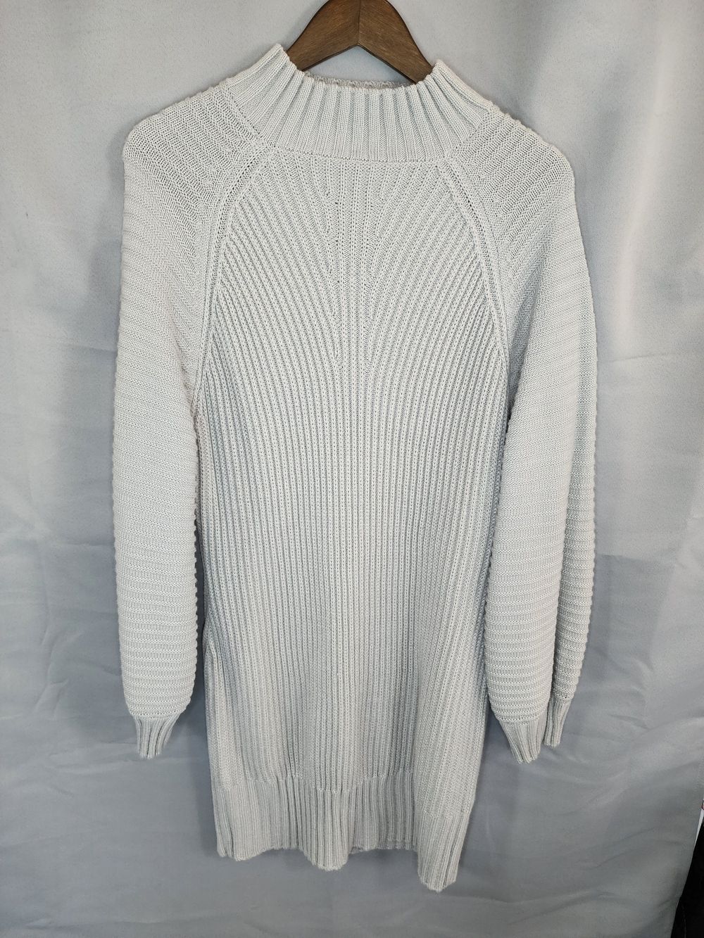 Lillusory Women’s Cream Ribbed Cowl Tunic Sweater Dress